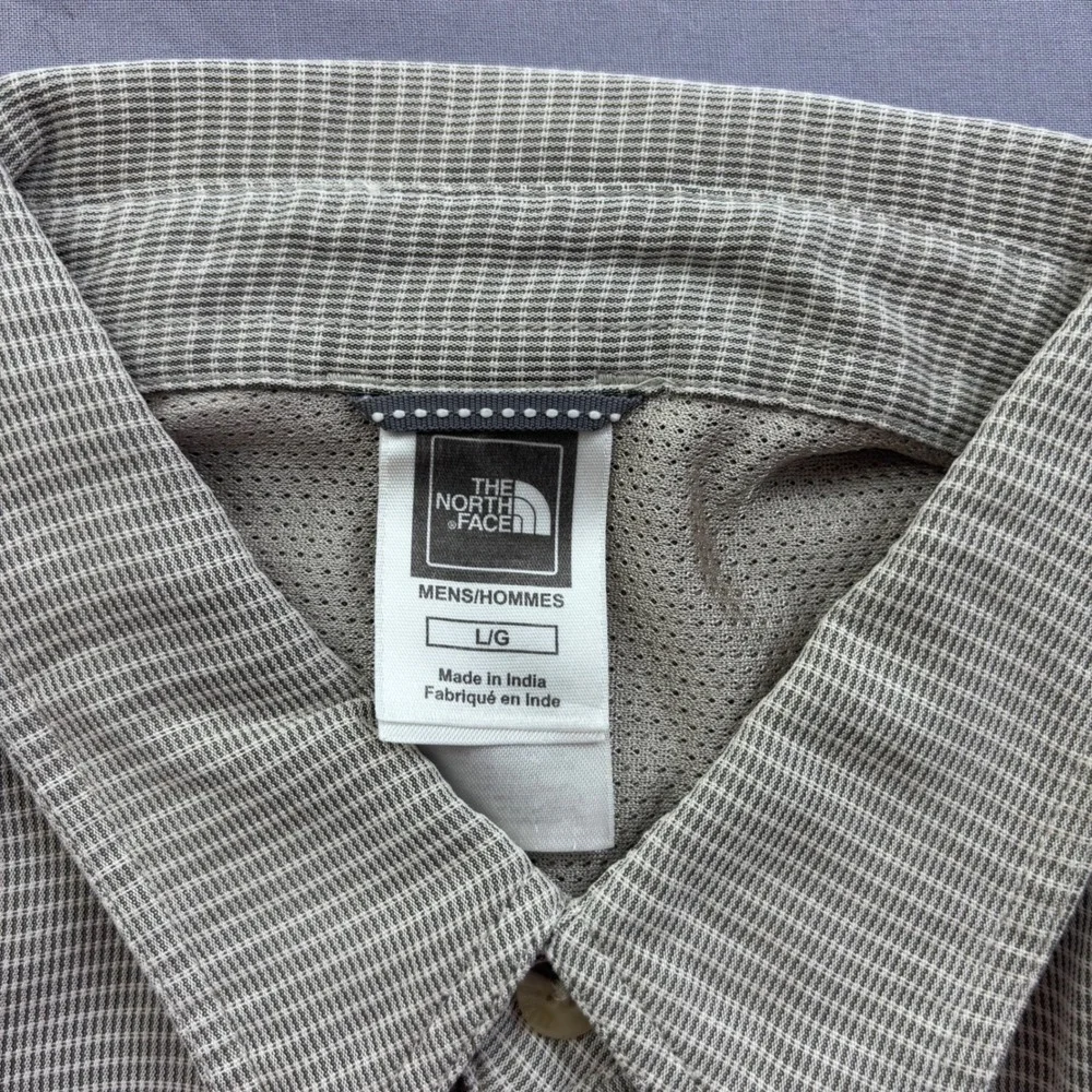 The North Face Mens Grey Check Modal Blend Short Sleeve Hiking Shirt Large AT8D
